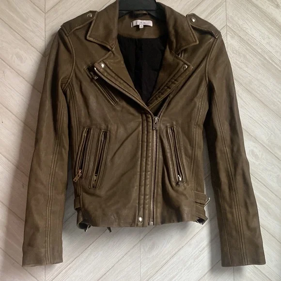 IRO Jackets Coats Iro Han Leather Moto Jacket 36 Khaki